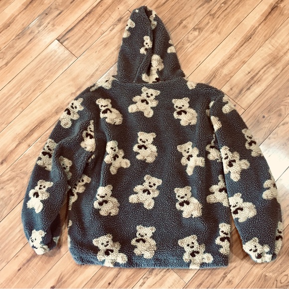 Teddy Bear cozy hoodie fleece sweatshirt hooded pullover kangaroo pocket… - Picture 7 of 10